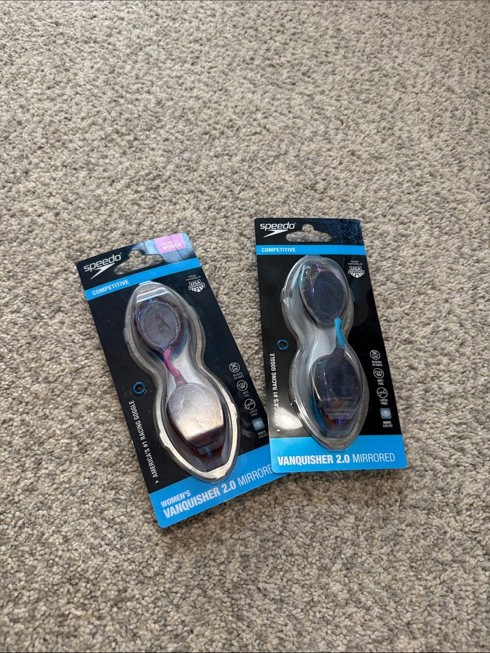Speedo Vanquisher 2.0 Mirrored Swim Goggles - Pink & Blue Accents